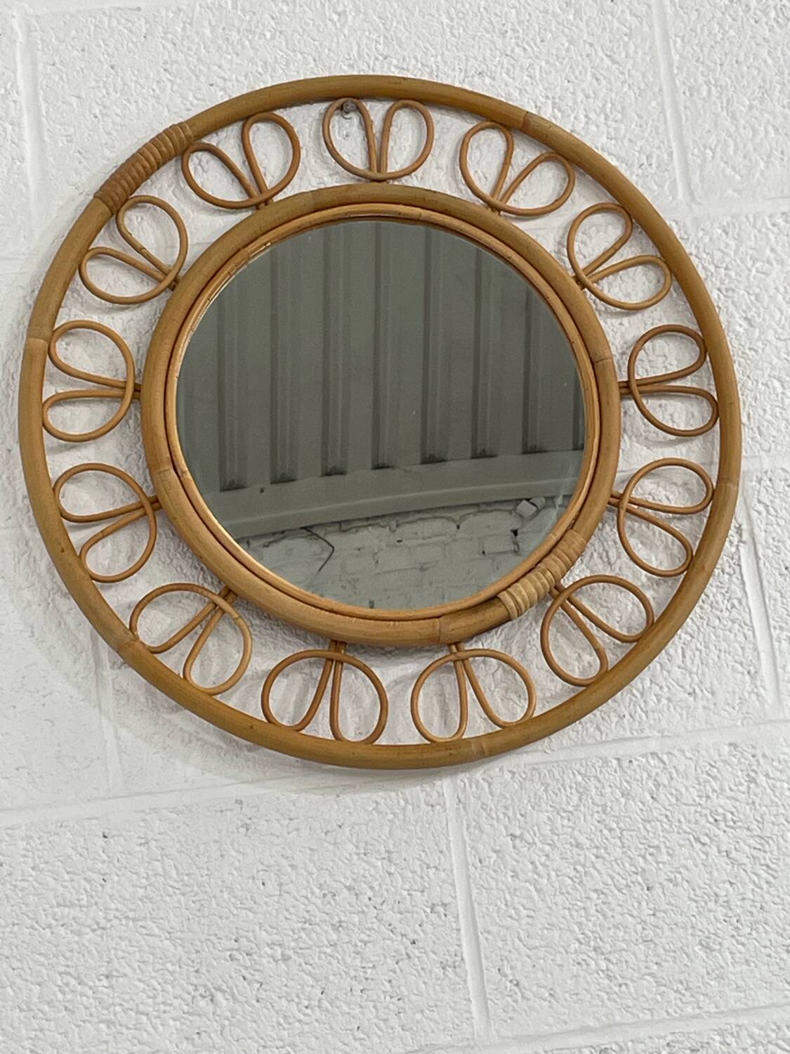1950s round mirror in bamboo and rattan Franco Albini