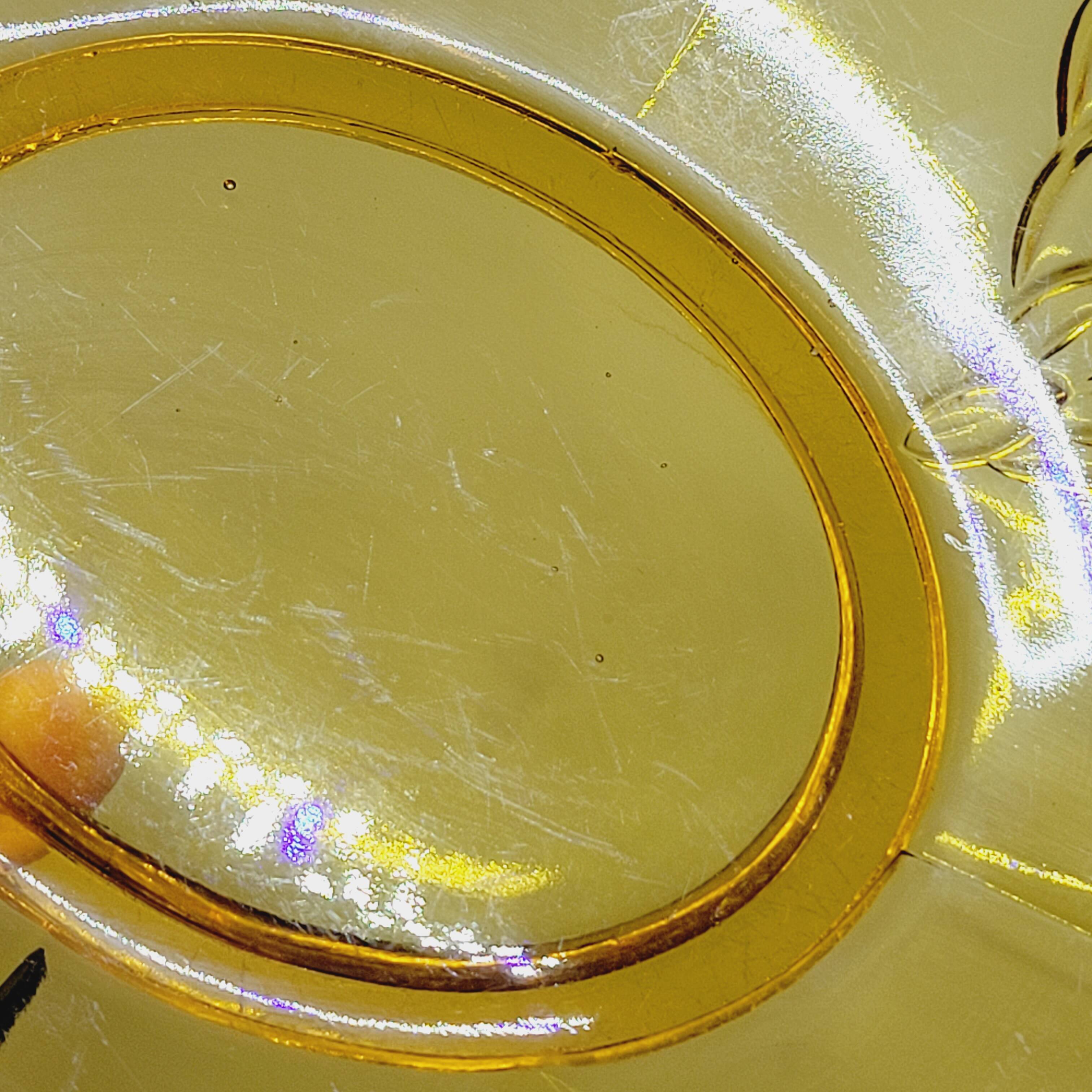 Old Art Deco Dish In Amber Crystal Czechoslovakia