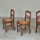 Set of 4 designer oak and straw chairs from the 1950s