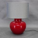 1970s Italian VeArt Glass Table Lamp with Fabric Lamp Shade