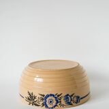 Badonviller beige salad bowl with blue flowers, 1950