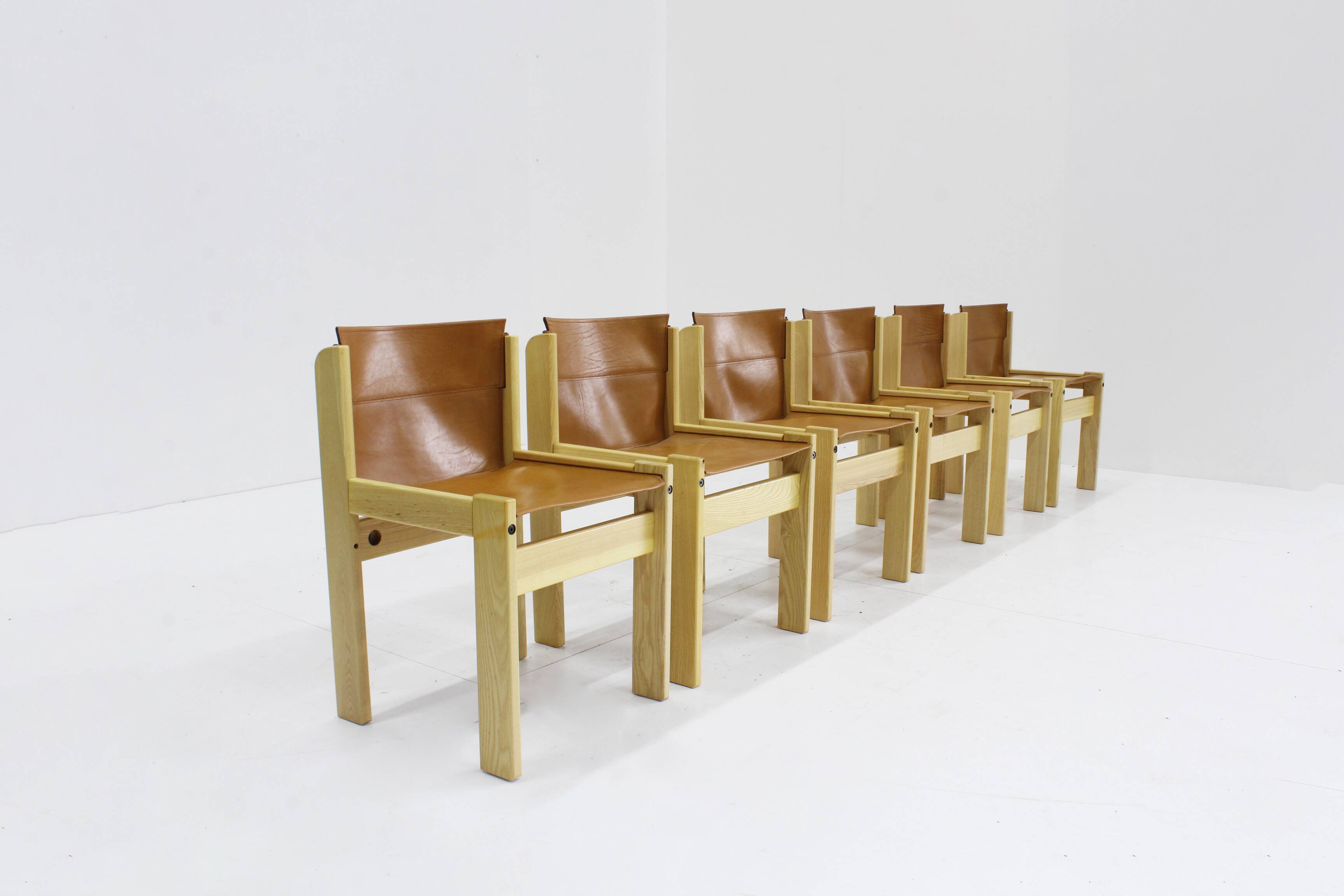 Ibisco cognac leather dining room chairs , set of 6