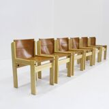 Ibisco cognac leather dining room chairs , set of 6