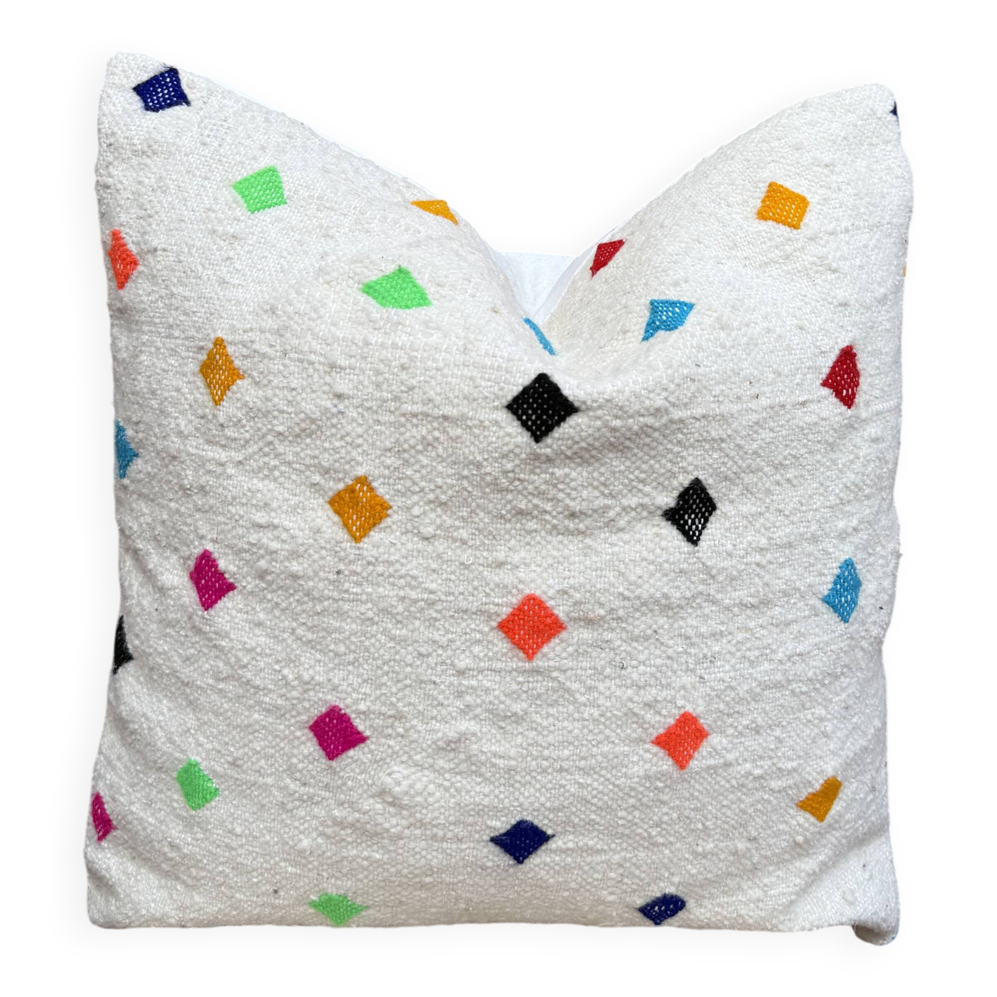 Handmade Berber wool Kilim cushion: Moroccan floor cushion