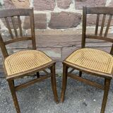 Pair of vintage peasant bistro chairs 1930
