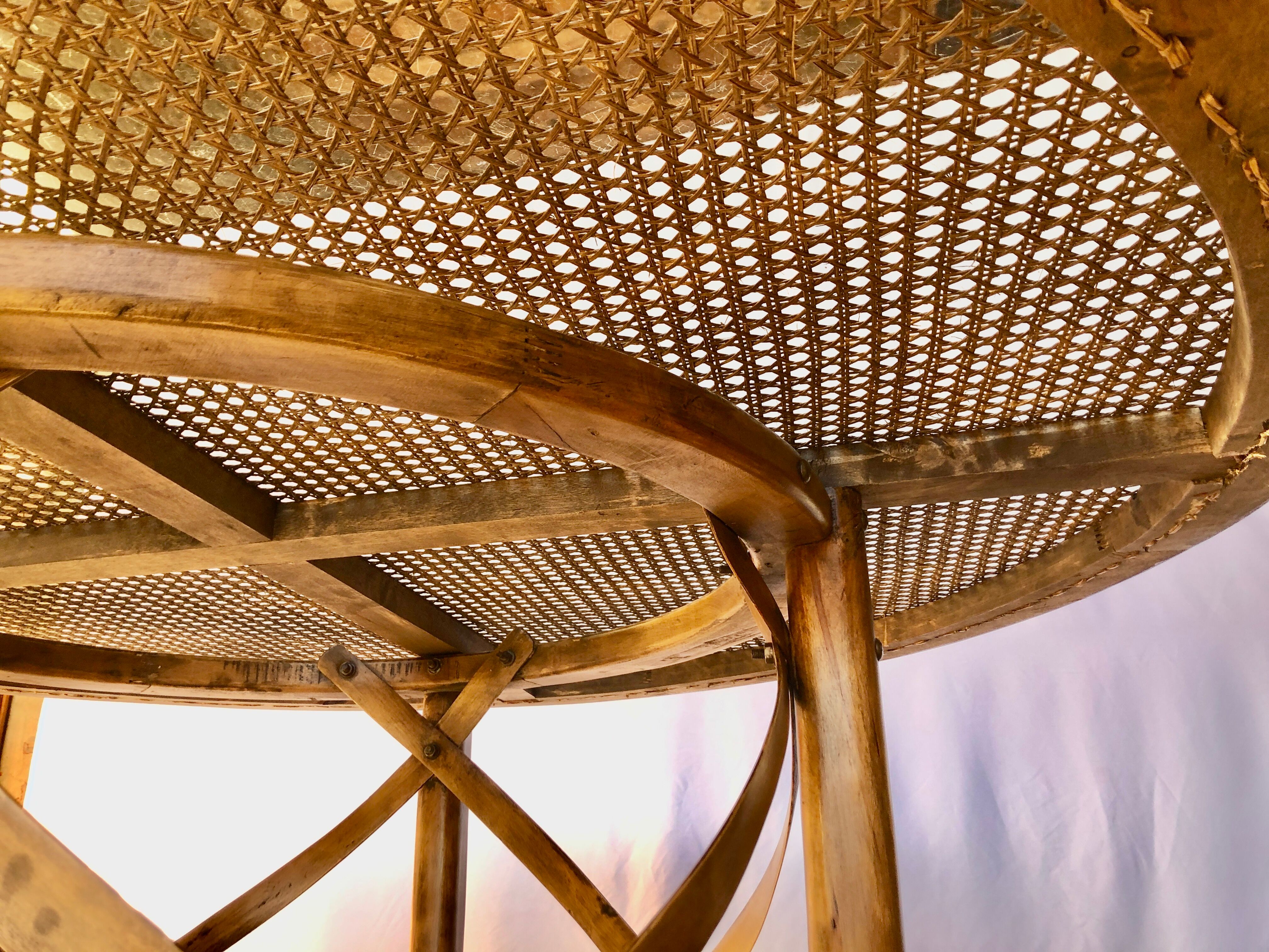 Dining table 1960 cannage and glass