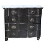 Victorian style black patinated crossbow chest of drawers