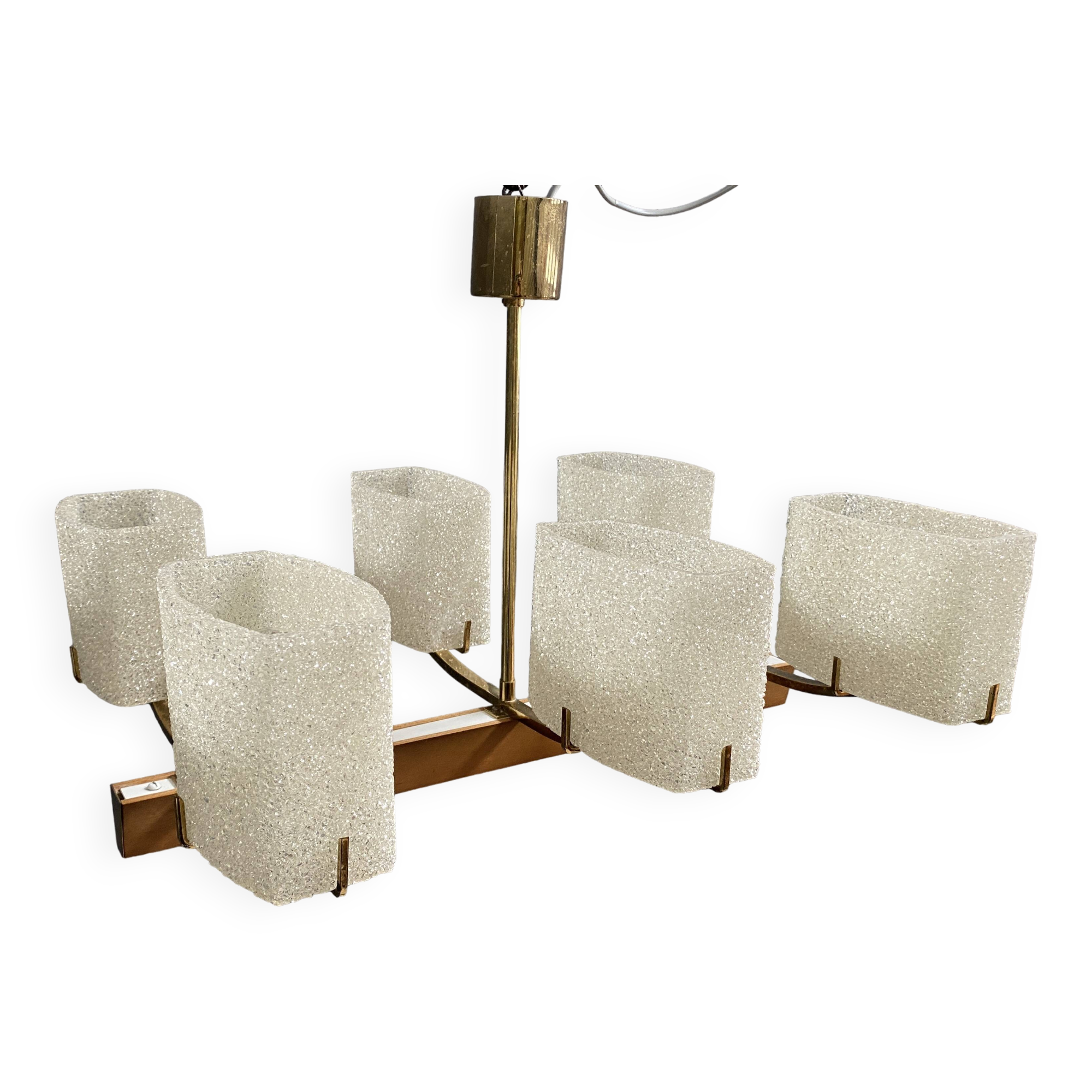 Pendant lamp 6 plastic shades 1960s