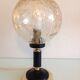 Lampe globe en verre ambré, socle noir et laiton par Solken Leuchten, années 60-70
