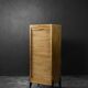 Vintage Industrial Danish Roller Shutter Brown Oak Cabinet with Drawers