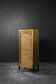 Vintage Industrial Danish Roller Shutter Brown Oak Cabinet with Drawers