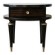 Art Deco bedside table in black wood with gold details.