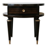 Table de chevet Art Déco en bois noir et détails dorés