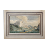 Watercolor painting around 1870 "The ballad" signed with Marie Louise