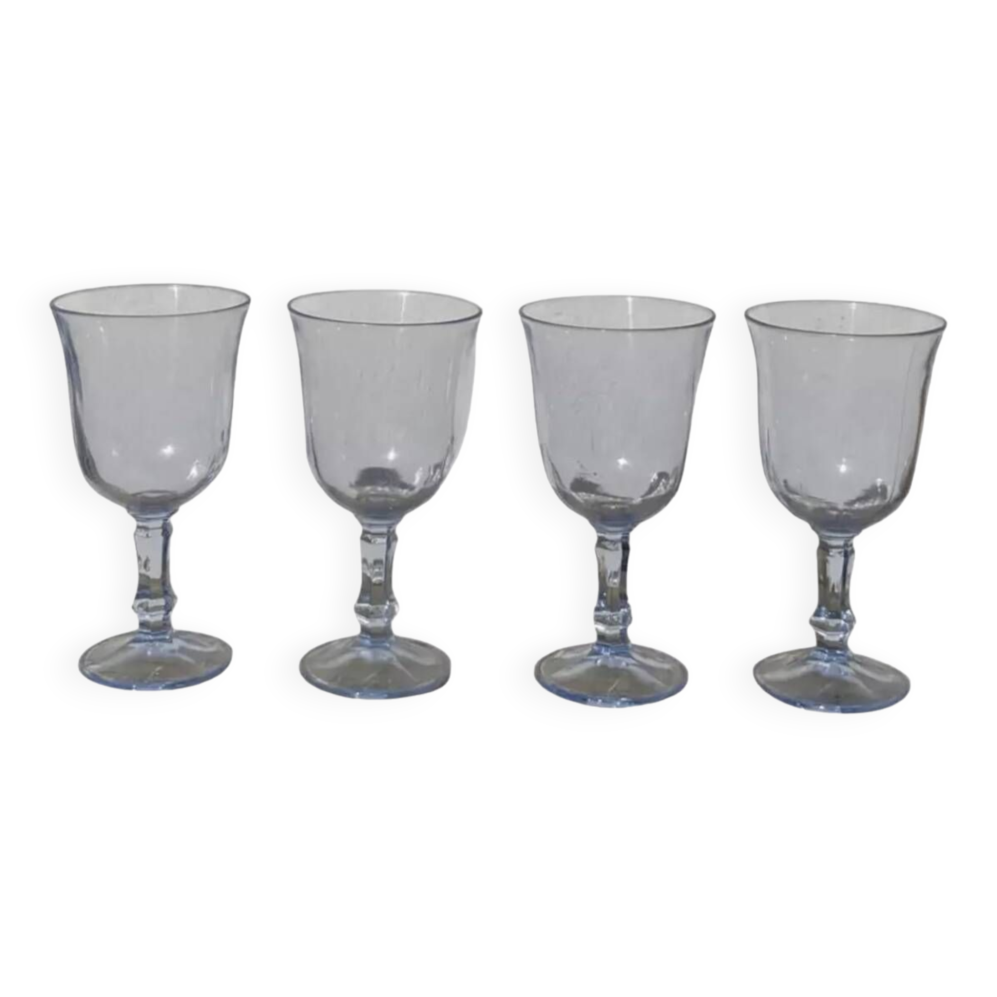 4 verres à pied bleutés