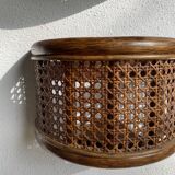 Duo wall lights, 3 M fabric cable, rattan and cane, 70s