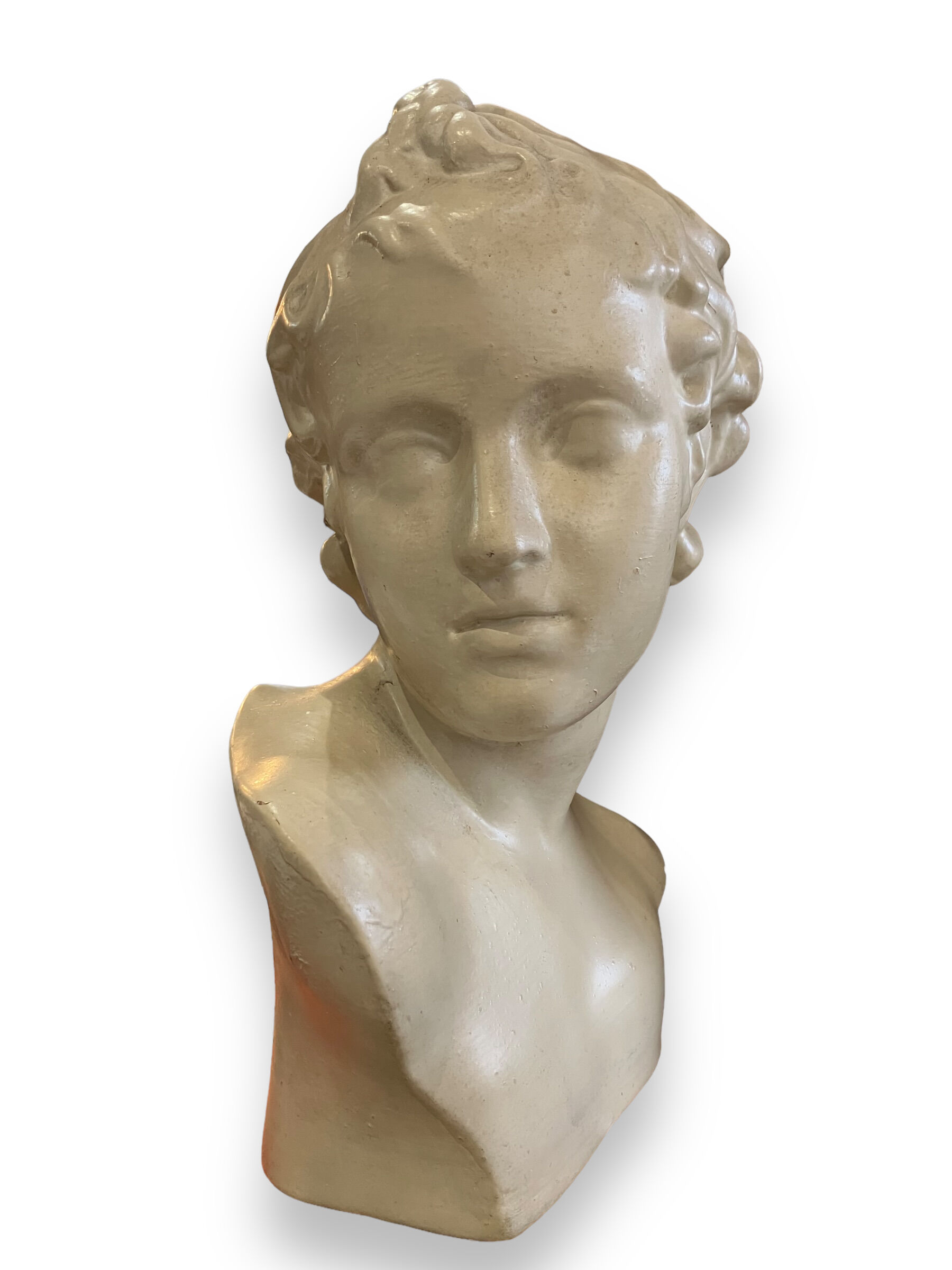 Bust of eros in glazed terracotta