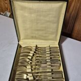 Set of 12 vintage dessert forks with pearl handles