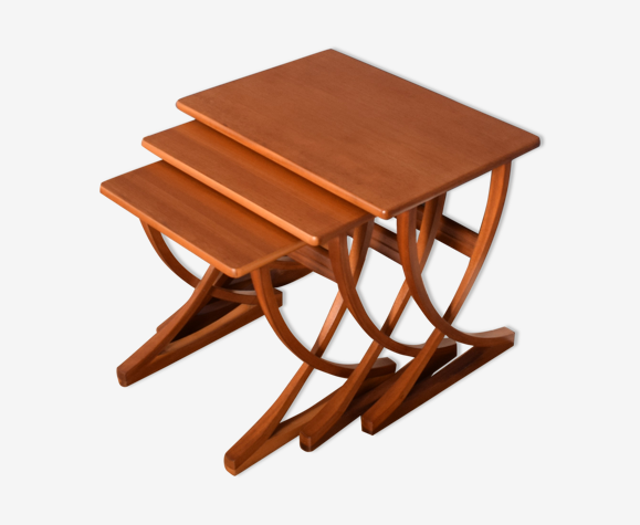 Restored teak retro 1960s Nathan nest of three coffee tables end tables