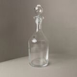 Clear Murano glass decanter with stopper - Italian 1980s liqueur bottle, fluted texture, decorative glass art