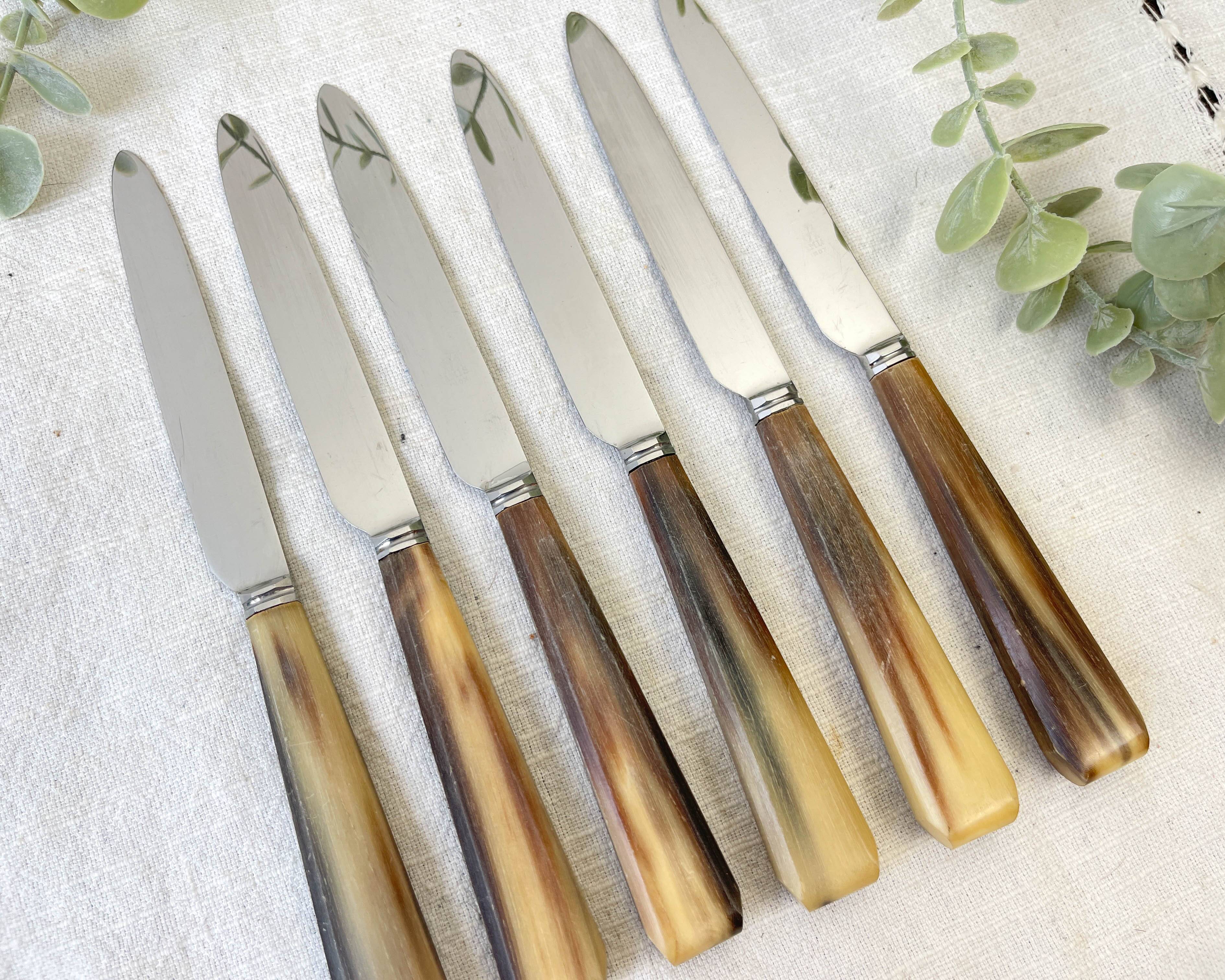 6 Vintage Horn Dessert Knives