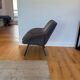 Pair of Joe PMP furniture armchairs in anthracite grey fabric.