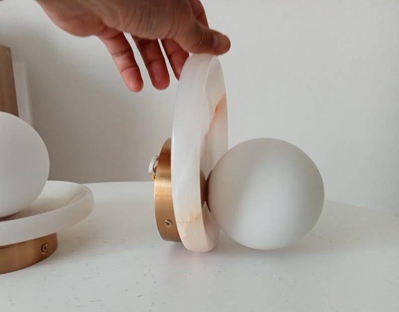 Pair of modern wall sconces Onyx and Opaline