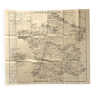 Vintage 1940 Occupied Zone Boundary Map