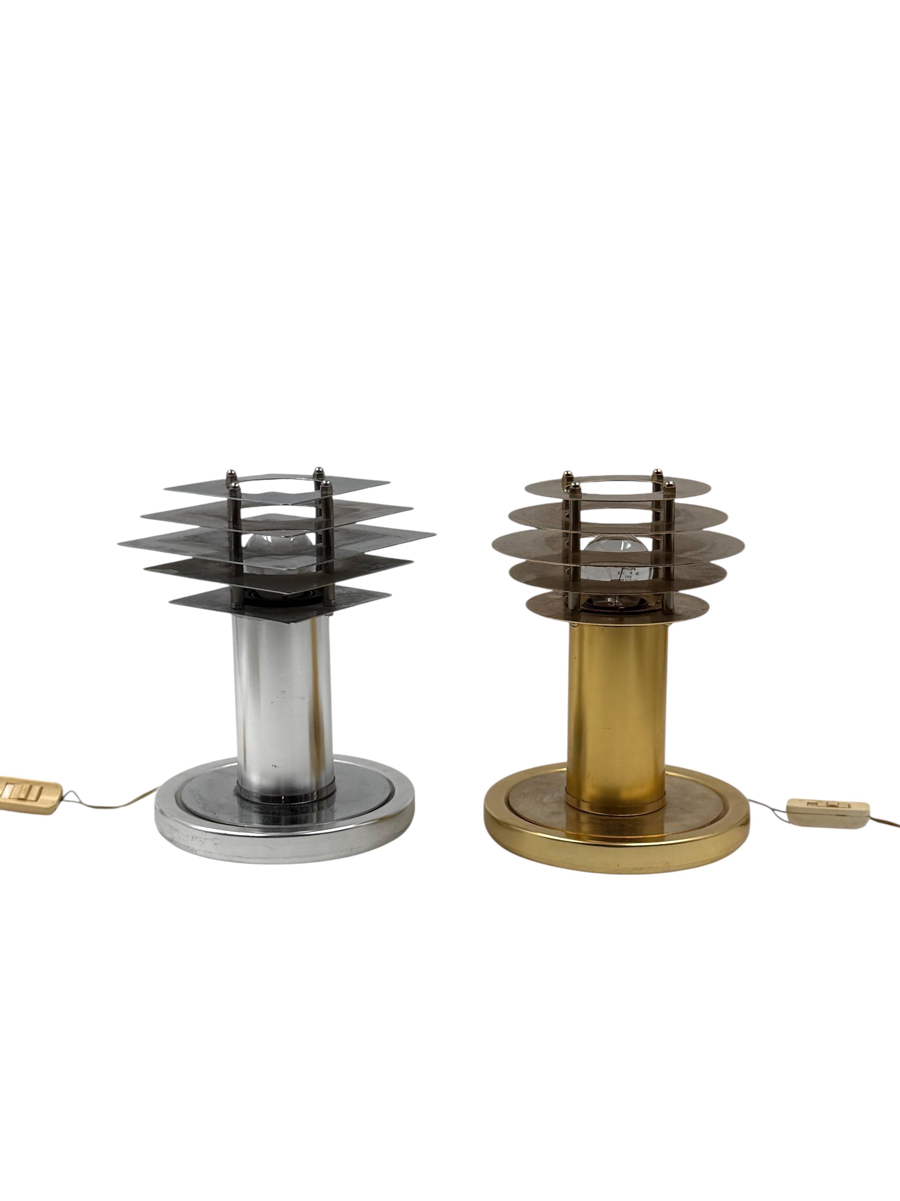 Space age set of 2 table lamps, Italy 1970s