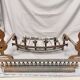 Pair of vintage design andirons bronze flame for fireplace