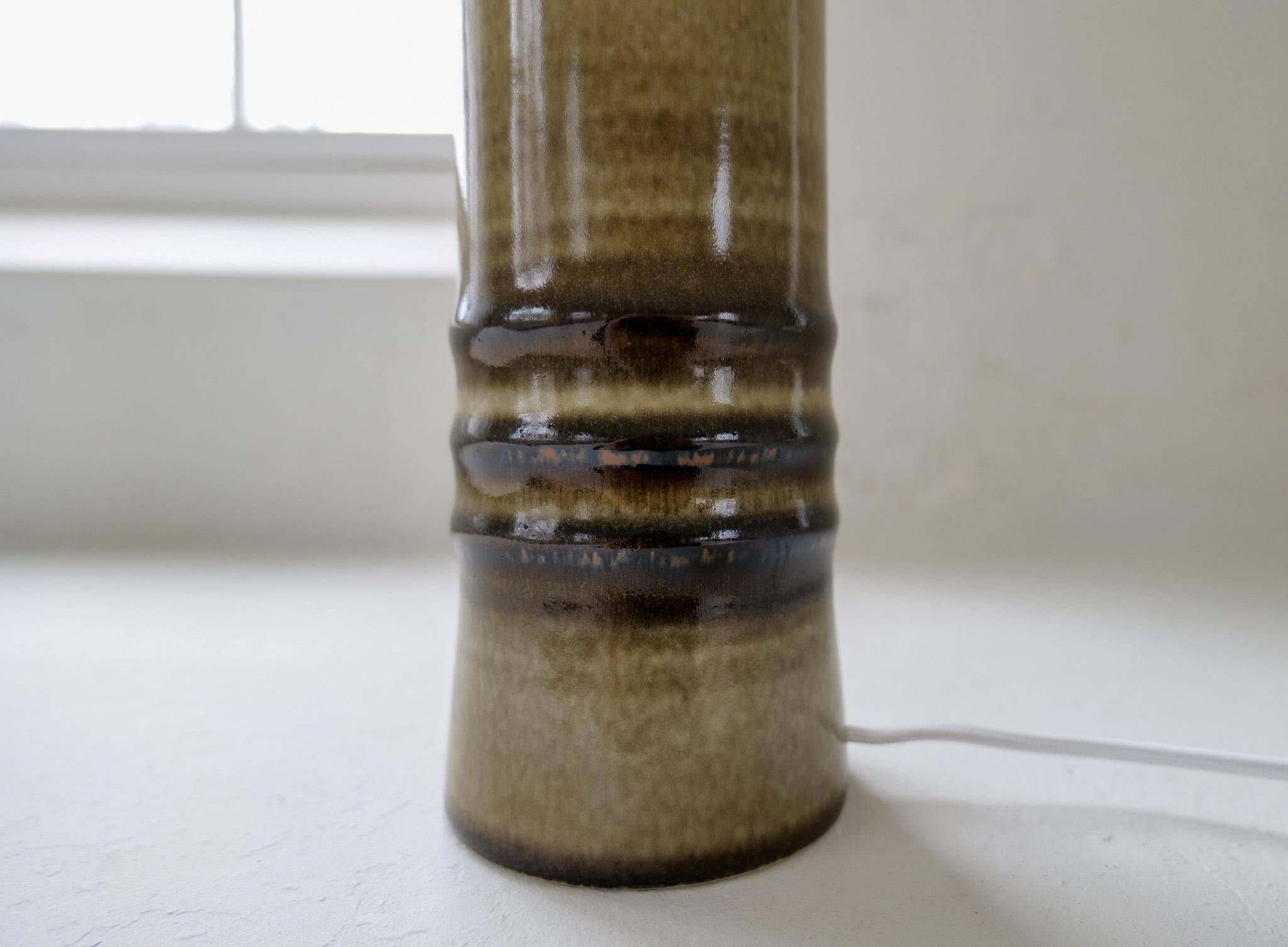 Mid-century modern ceramic table lamp in earthy tones Rörstrand Olle Alberius Sweden