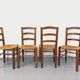 Set of 4 vintage brutalist chairs in wood and straw from the 60s