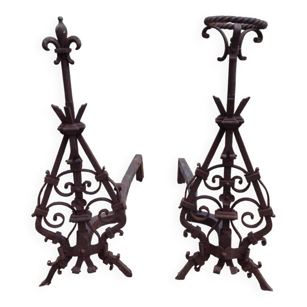 Ancien chenet landier fer forgé