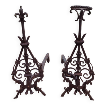 Ancien chenet landier fer forgé
