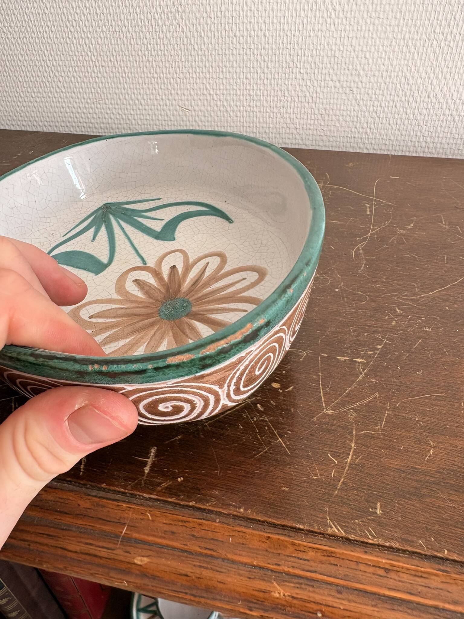 Oval Plate Daisy Ceramic Vallauris Robert Picault Vintage 50s
