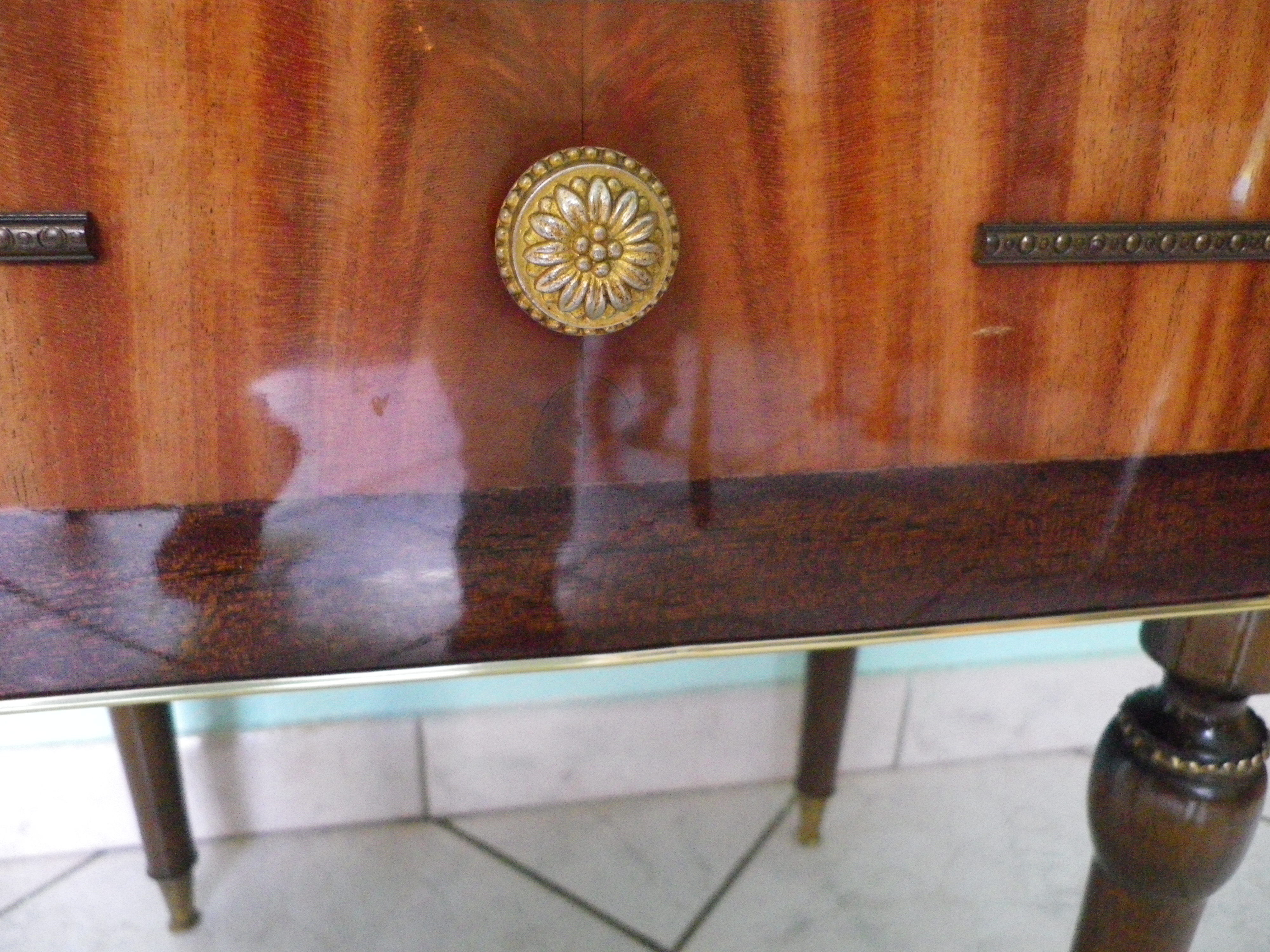 Extra cabinet in lacquered wood, brass, metal 1970s