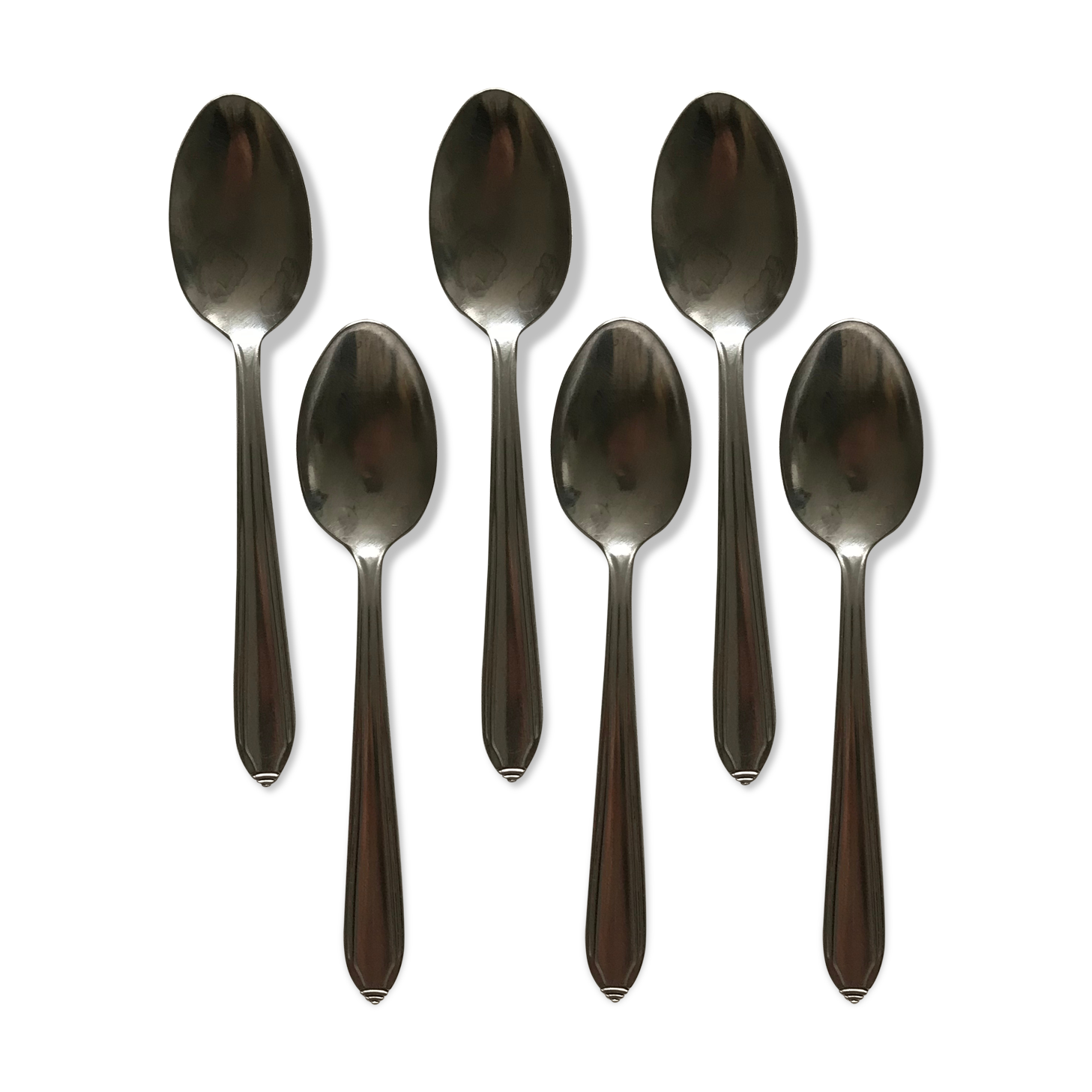 Series of 6 vintage stainless steel spoons