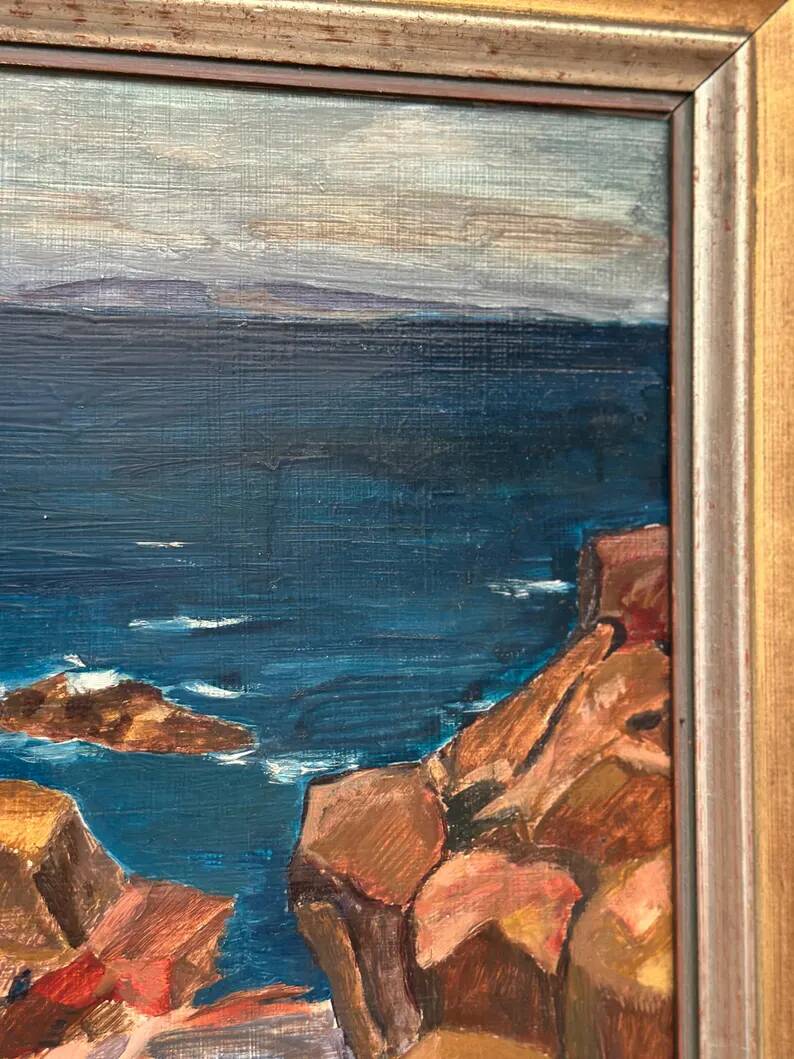 Original Swedish Oil on Panel – “Coastal motif” by Unknown Artist – Vintage & Framed – 53 × 46 cm (20.8" x 18.1")