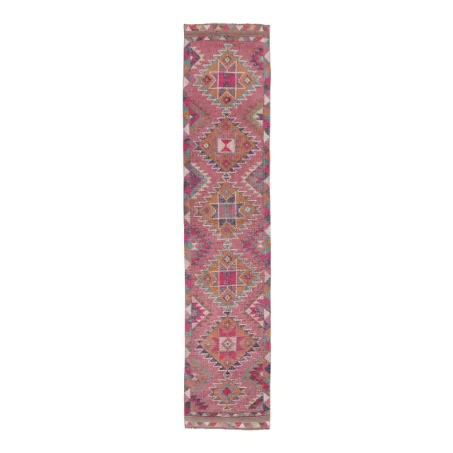 Vintage Turkish hand-knotted tribal runner 82x382