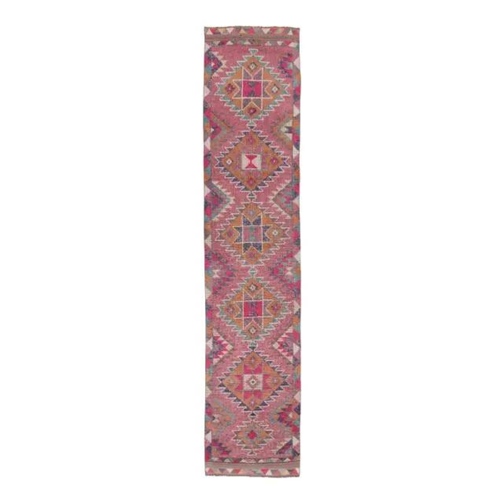 Vintage Turkish hand-knotted tribal runner 82x382