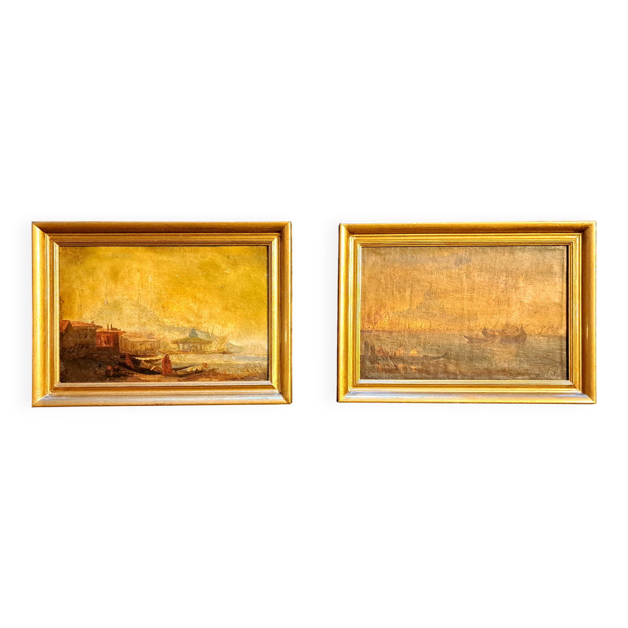 Paire de tableaux impressionnistes, HST Marine orientaliste XIXème siècle