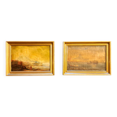 Paire de tableaux impressionnistes, HST Marine orientaliste XIXème siècle