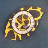 Vintage silent wall clock pendulum 60s "Anthracite yellow"