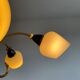 Art deco chandelier 6fires in brass, black metal and opaline