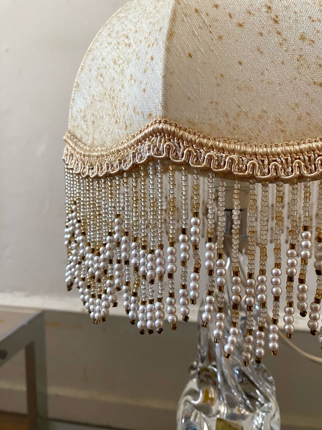 Antique Baccarat Crystal Twisted Bedside Lamp
