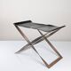 Folding Steel and Leather Stool, Denmark 1960s