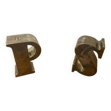 Paire De Saleron Ancien Sel Poivre Metal Argenté Salière Poivrier Vint