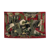 Tapisserie de laine des années 50  Frondaison Rouge