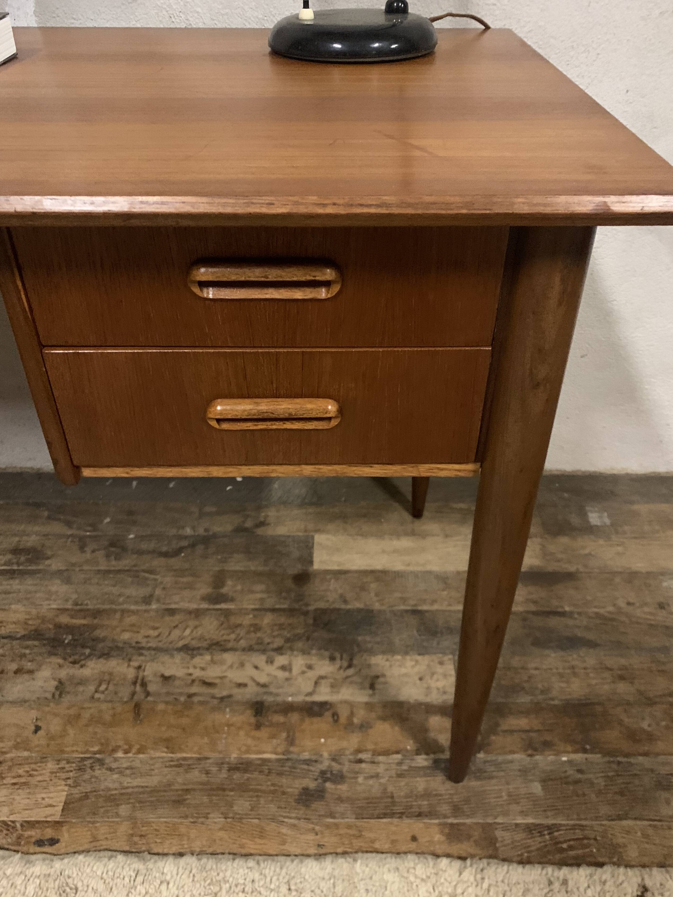 Scandinavian teak desk from the 1960s, length 110 cm