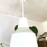 White glass pendant light, 1970
